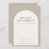 Invitation Minimaliste moderne élégant Arch Taupe Brown Maria (Devant / Derrière)