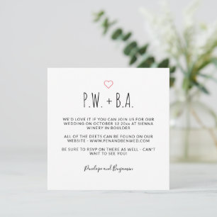 Invitation Minimaliste Moderne Élégant Initiales Cœur Mariage