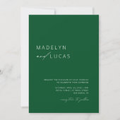 Invitation Minimaliste moderne Emerald vert QR Code Mariage (Devant)