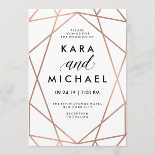Invitation Minimaliste moderne Faux Rose Gold sur blanc