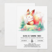 Invitation Minimaliste moderne Fox numérique d'anniversaire (Devant / Derrière)