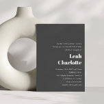 Invitation Minimaliste moderne Gras Noir Bat mitzvah simple<br><div class="desc">Moderne minimaliste Rétro Simple Mariage Bat mitzvah Invitation en noir</div>