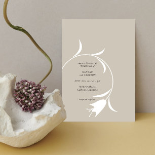Invitation Minimaliste Moderne Greige & Espresso Floral Maria