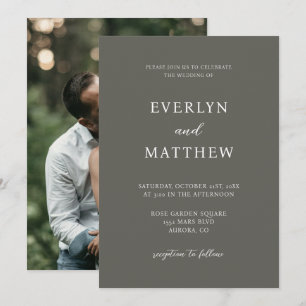 Invitation Minimaliste Moderne Gris Olive