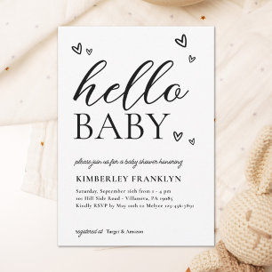 Invitation minimaliste moderne Hello Baby shower