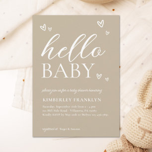 Invitation minimaliste moderne Hello Baby shower