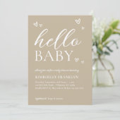 Invitation minimaliste moderne Hello Baby shower (Debout devant)