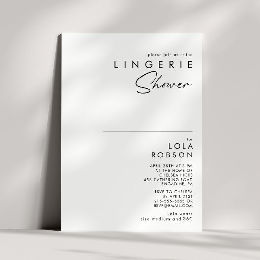 Invitation minimaliste moderne Lingerie Douche