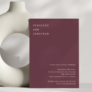 Invitation Minimaliste Moderne Mariage à la Machine à Écrire