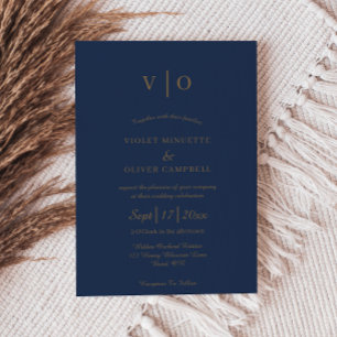 Invitation Minimaliste moderne Mariage de monogramme d'or M
