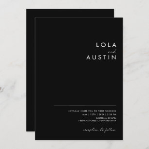 Invitation Minimaliste moderne   Mariage Décontracté noir