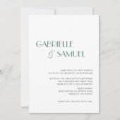 Invitation minimaliste moderne Mariage vert foncé (Devant)