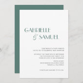 Invitation minimaliste moderne Mariage vert foncé (Devant / Derrière)