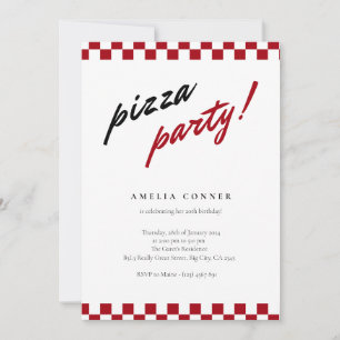 Invitation minimaliste moderne Neutral Pizza Party
