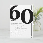 Invitation minimaliste moderne noir 60e anniversai (Debout devant)