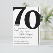 Invitation minimaliste moderne noir 70e anniversai (Debout devant)