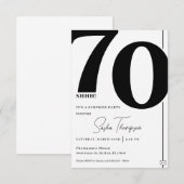 Invitation minimaliste moderne noir 70e anniversai (Devant / Derrière)