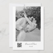 Invitation Minimaliste moderne noir blanc photo QR Mariage (Dos)