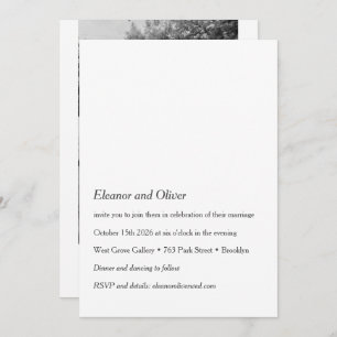 Invitation Minimaliste moderne noir blanc photo QR Mariage