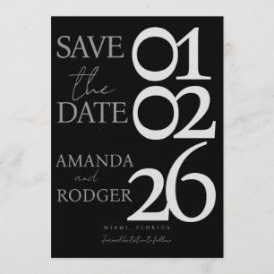 Invitation Minimaliste Moderne Noir Gris Save the Date