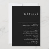 Invitation Minimaliste moderne | Noir tout en un Mariage (Dos)