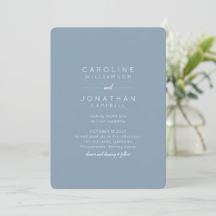 Invitation Minimaliste moderne Nom complet Mariage Dusty Blue