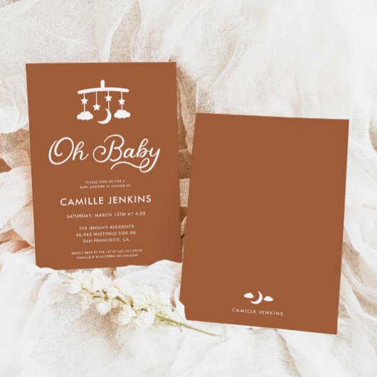 Invitation minimaliste moderne Oh Baby shower