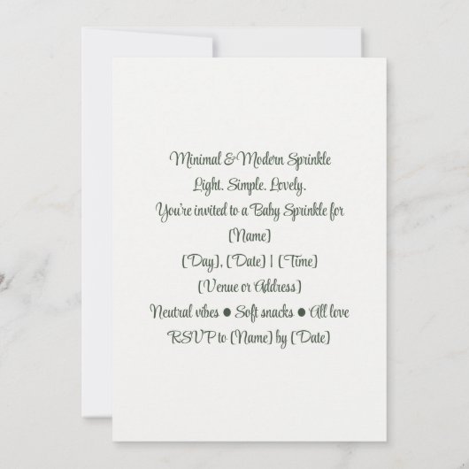 Invitation Minimaliste & Moderne Pailleté | Simple & Sucré (Dos)