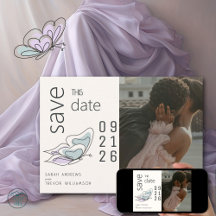 Minimaliste Moderne Papillon Lilas et Bleu Poussié