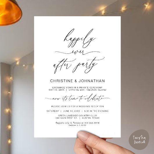 Invitation Minimaliste Moderne, Police noire, Mariage en Elop