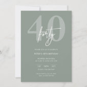Invitation Minimaliste moderne Sage 40e fête d'anniversaire (Devant)