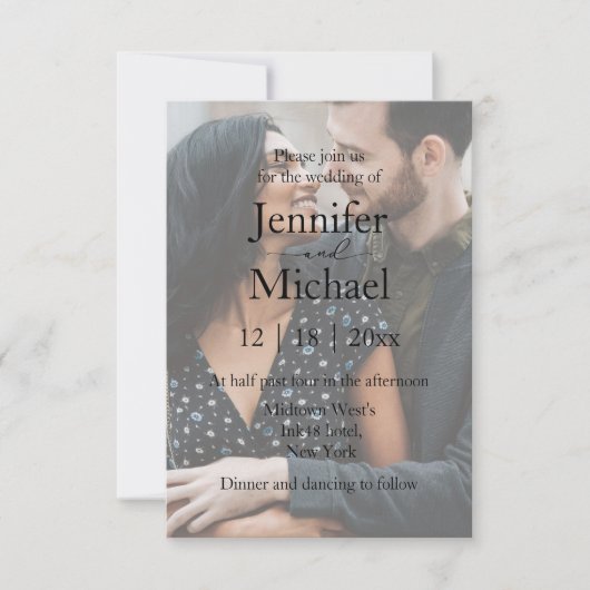 Invitation minimaliste moderne script couple photo mariage (Devant)