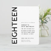 Invitation MINIMALISTE moderne simple 18 ans (Debout devant)