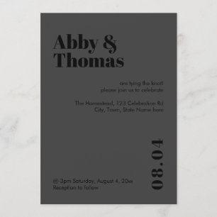 Invitation Minimaliste moderne Simple Bold Tout Mariage noir