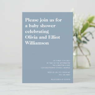 Invitation Minimaliste Moderne Simple Fête de Naissance Bleu