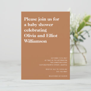 Invitation Minimaliste Moderne Simple Fête de Naissance Terra
