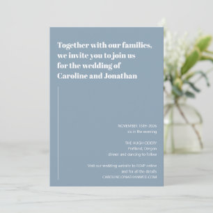 Invitation Minimaliste Moderne Simple Mariage Bleu Poussiéreu