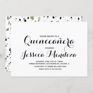 Invitation Minimaliste Monochrome Or Quinceañera Sweet 15