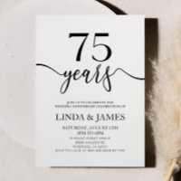 Minimaliste Noir Blanc 75e Anniversaire de Mariage
