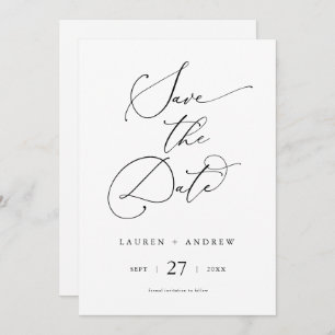 Invitation Minimaliste noir & blanc simple Enregistrer la dat