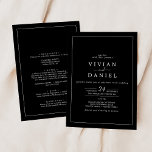 Invitation Minimaliste | Noir tout en un Mariage<br><div class="desc">Ce noir minimaliste tout en un faire-part de mariage est parfait pour un simple mariage. Le design romantique moderne comprend une typographie noir et blanc foncé associée à une calligraphie rustique mais élégante avec un style vintage lettré à la main. Personnalisable dans n'importe quelle couleur. Gardez le design simple et...</div>
