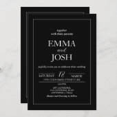 Invitation Minimaliste | Noir tout en un Mariage (Devant / Derrière)