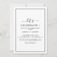 Invitation minimaliste noire "Célébrons"