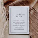 Invitation Minimaliste, Nous Réagissons À Nouveau Pour Le Ren<br><div class="desc">Cette carte d'invitation au renouvellement de voeux minimaliste We Do Again est parfaite pour une simple cérémonie et célébration de renouvellement de voeux. Le design romantique moderne présente une typographie classique en noir et blanc associée à une calligraphie rustique mais élégante avec un style vintage lettré à la main. Personnalisable...</div>