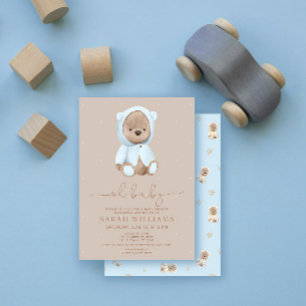Invitation Minimaliste Oh Bébé Ours Bleu Poussiéreux Baby Sho