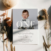 Invitation Minimaliste ONE Première fête d'anniversaire