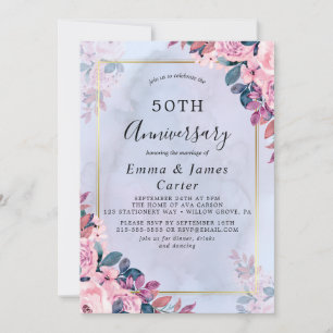 Invitation Minimaliste Or 50e Anniversaire de Mariage