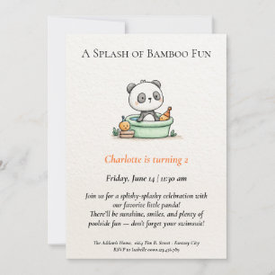Invitation minimaliste Panda Pool