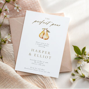 Invitation Minimaliste Parfait Poire Botanique Couples Douche