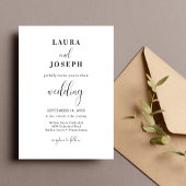Invitation Minimaliste personnalisé blanc Mariage moderne
